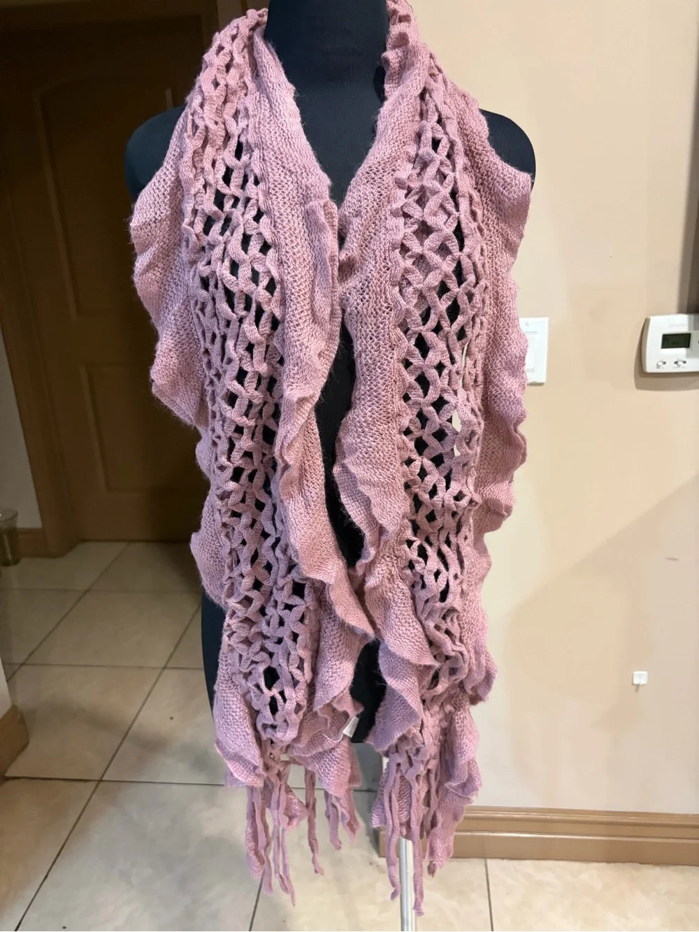 Soft Rose Knit Fringe Scarf - Women's Accessory